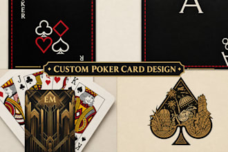 design custom playing cards, poker cards and card box design, card deck mockup