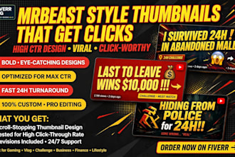 design clickbait mrbeast style youtube thumbnail that gets clicks