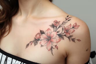 do floral and minimal tattoo design