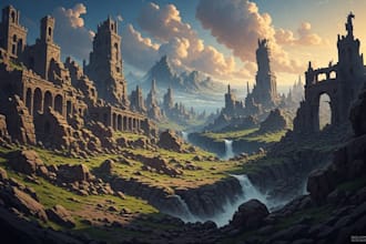 draw fantasy, post apocalyptic, background or concept art