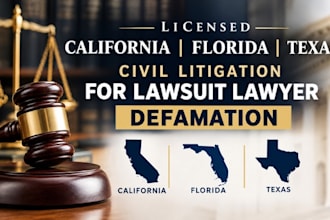 licensed california florida texas civil litigation for lawsuit lawyer defamation