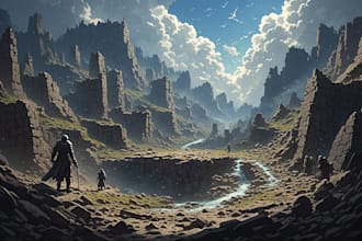 draw fantasy, post apocalyptic, background or concept art