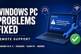 remotely fix windows 10 and 11 errors, crashes and slow PC problems