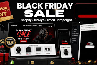 design or redesign shopify black friday store and klaviyo bfcm email campaign