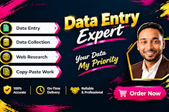 do data entry, web research and excel copy paste work
