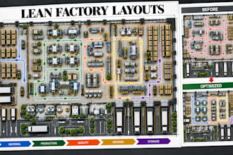 optimize lean factory layouts, production flow, space utilization plans