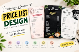 design a modern price list flyer