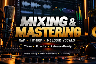 professionally mix and master your rap, hip hop, or melodic vocals
