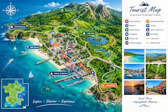 design tourist map, travel map, visitor guide map and destination map
