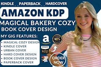 design magical bakery cozy mystery cozy fantasy book cover, urban fantasy