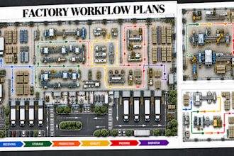 develop factory workflow plans, material flow, production layouts, cad