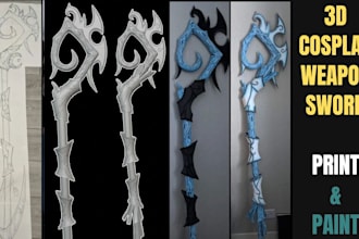 print and paint 3d cosplay weapon, 3d sword, dagger, anime sword,  cosplay props