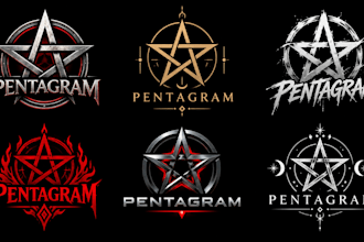 design a professional, geometric, occult, mystical, spiritual,  pentagram logo
