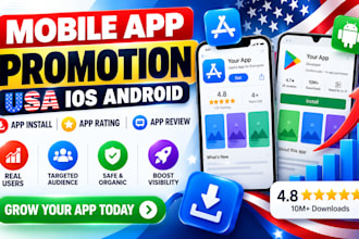 mobile app promotion, USA ios android app install, app testing QA