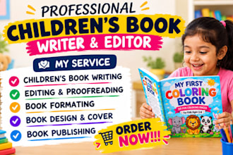 write and edit children story books, kid story book writing