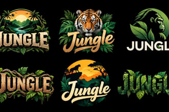 design a professional tropical, wildlife, nature, adventure, safari jungle logo
