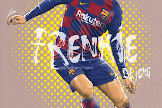 draw sport illustration and sport poster design