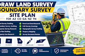 draw land survey boundary survey site plan in az co ga nz tn