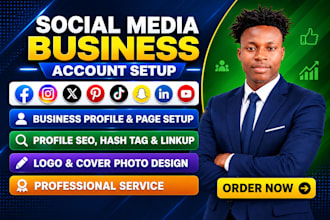 create and setup social media accounts and business pages professionally