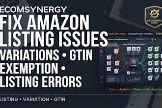 fix amazon product listing errors, variations and gtin exemption