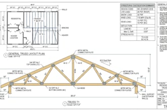 design residential roof truss plans layouts and structural calculations