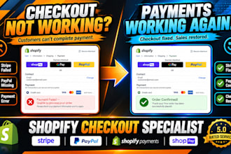 solve shopify checkout errors, setup payment gateways stripe