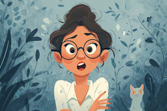 draw a cute and funny cartoon illustration