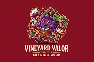 create real wine mascot logo design with creative concepts