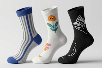 create 3d mockup unique socks design pattern sublimation