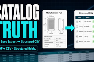 manufacturer PDF to CSV structured product spec extract