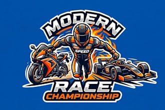 design modern race, car race, bike race, mascot logo design