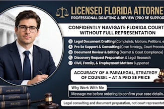 help in florida fl pro se cases, legal consulting as civil litigation lawyer