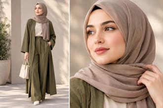 create professional hijabi ai fashion model for your clothing brand