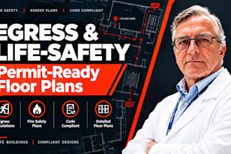 draft commercial egress plans and life safety floor plans