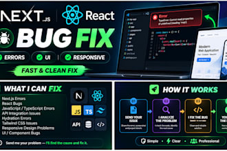 fix nextjs react bugs errors and responsive issues
