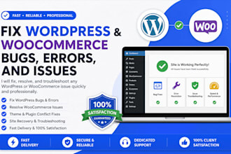 fix wordpress and woocommerce bugs, errors, and issues