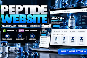 build fda compliant peptide website and research ecommerce peptide store