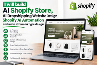 build ai shopify store, ai dropshipping website design shopify ai automation