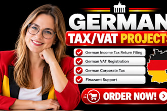 do german tax, vat filing, income tax, corporate tax, for business via elster