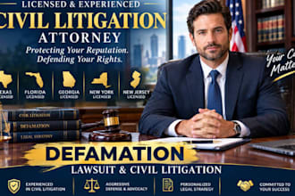 licensed texas florida ga ny nj civil litigation for lawsuit lawyer defamention
