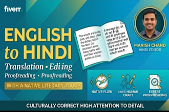 do flawless english to hindi translation proofreading and editing