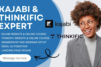 setup kajabi online course, thinkific website, kajabi website, thinkific course