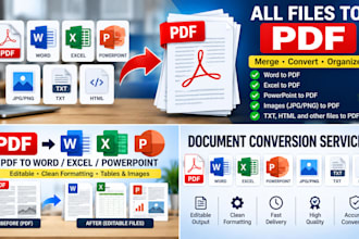 convert documents to pdf or pdf to docs, spreadsheet, ppt, excel