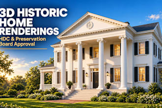 design 3d historic home renderings for hdc and preservation board approval