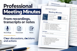 create professional meeting minutes from recordings or notes