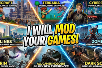 mod minecraft, terraria, cyberpunk, skylines, project zomboid, skyrim, dark soul
