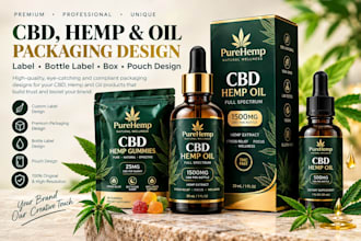 design cbd, hemp, oil label, bottle label, box, packaging design, pouch design