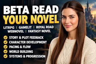 beta read your litrpg, gamelit, royal road, webnovel or fantasy novel