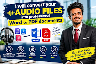 transcribe audio to text in word or PDF