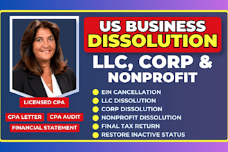 close or dissolve llc, cancel corporation, nonprofit dissolution, close ein
